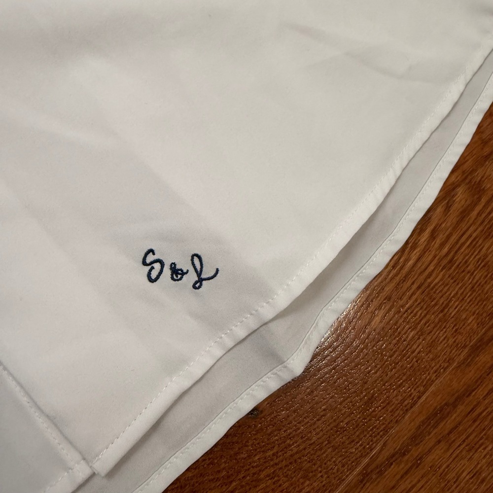 State & Liberty Button Down Dress Shirt Mens Medium Solid White Stretch Athletic - Picture 4 of 12